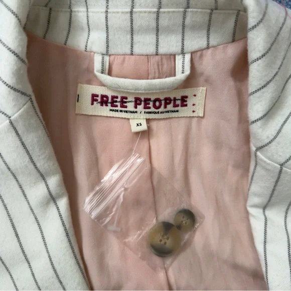Free People Reggie Oversized White Striped Blazer - Picture 7 of 11